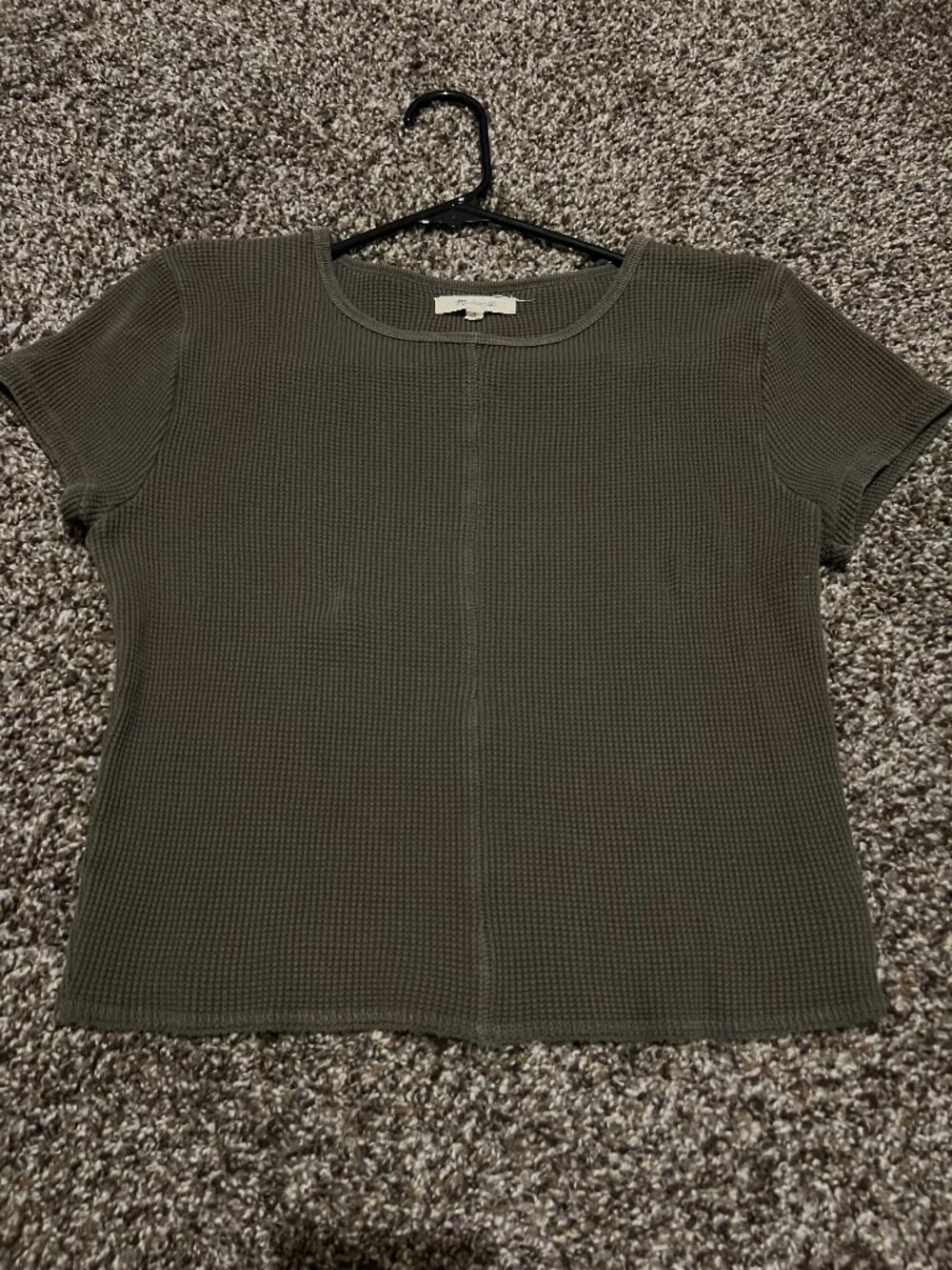 Madewell fitted waffle knit tee dark olive green - Small